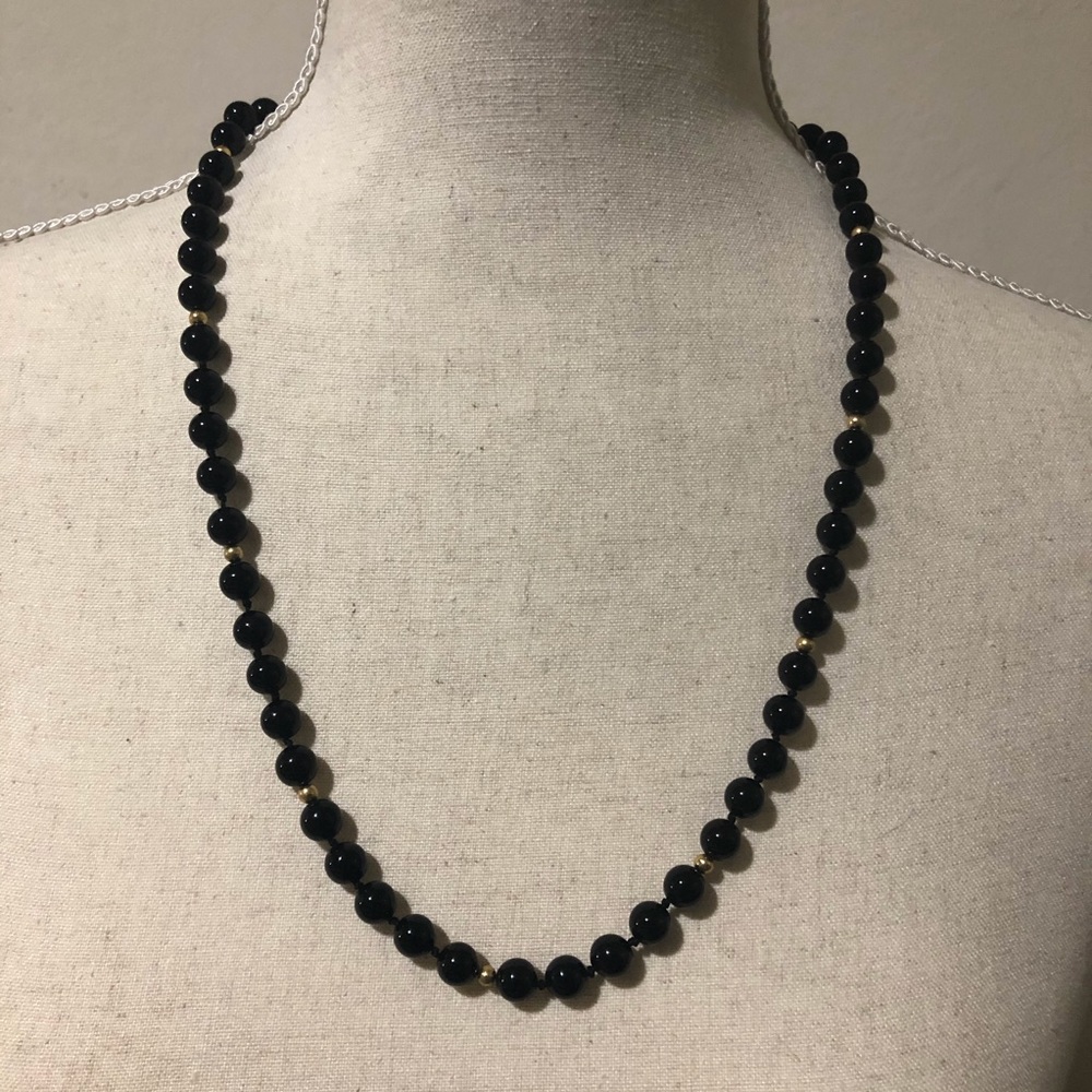 Vintage Onyx Bead Necklace